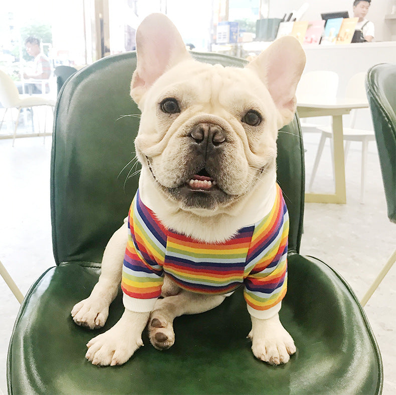 Trendy Striped Dog Sweater - Stretch Cotton Pet Pullover