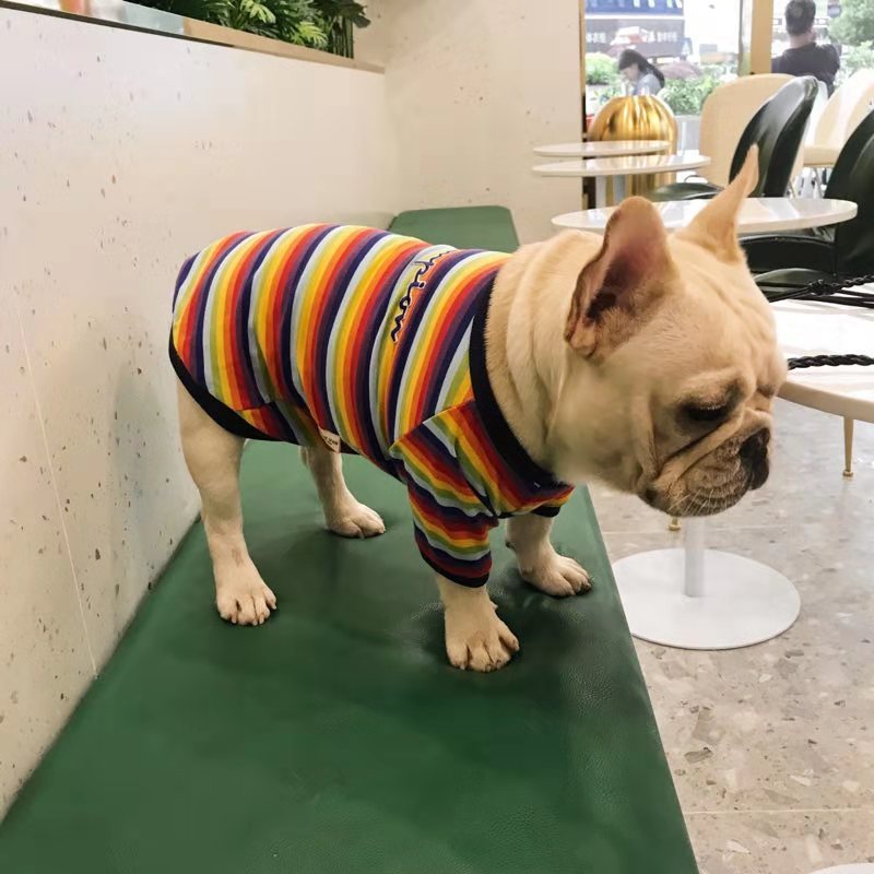 Trendy Striped Dog Sweater - Stretch Cotton Pet Pullover