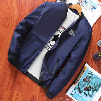 Men's Slim-Fit Stand Collar Jacket - Thick Polyester Casual Top (4 Colors)