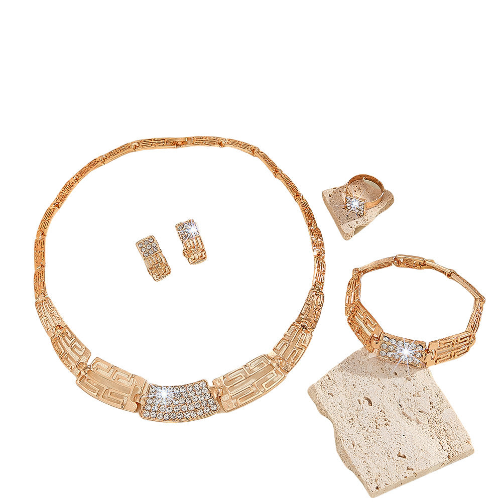 Affordable Luxury Gold Jewelry Set – Trendy Alloy Necklace & Earrings for Women