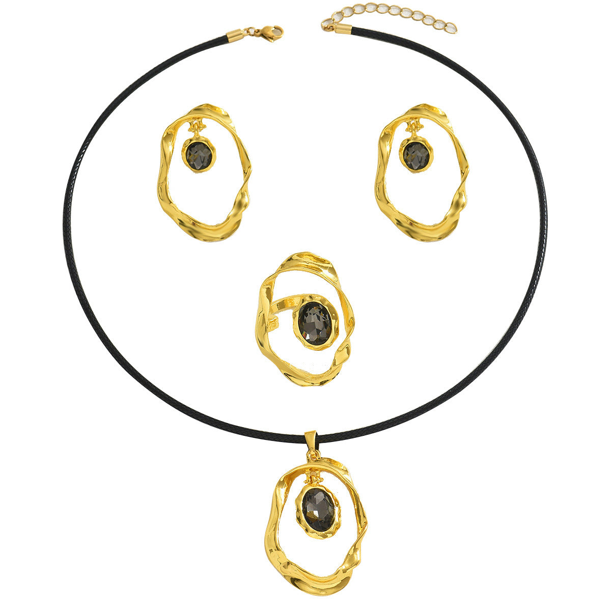 Geometric Women's Jewelry Set – Modern Alloy Necklace & Earrings