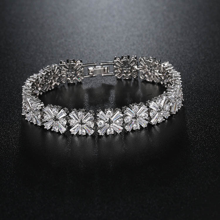 Elegant Bridal Zircon Jewelry Set – Platinum/K White Gold Necklace & Earrings