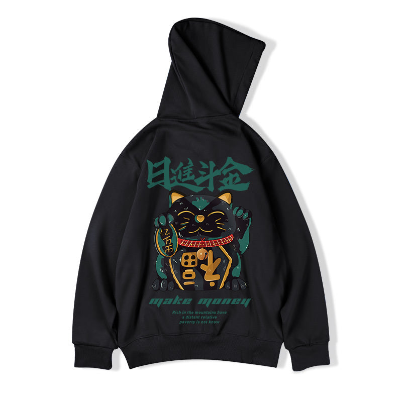 Trendy plus size Trendy Plus-Size Hooded Jacket - Cartoon Print Velvet Lounge Wear (Loose Fit)clothes