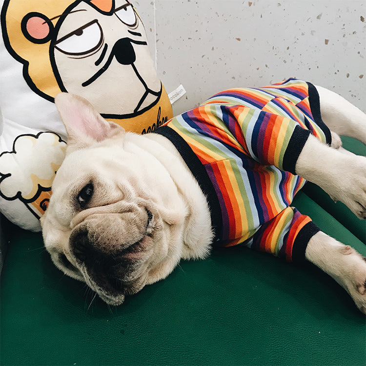 Trendy Striped Dog Sweater - Stretch Cotton Pet Pullover