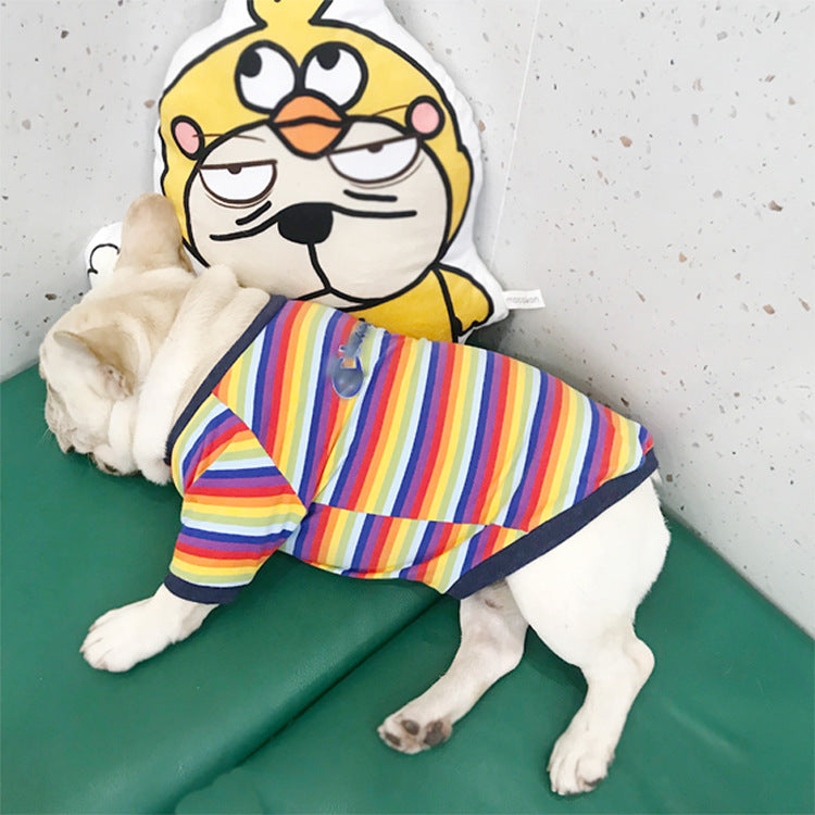 Trendy Striped Dog Sweater - Stretch Cotton Pet Pullover