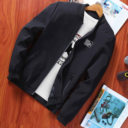 Men's Slim-Fit Stand Collar Jacket - Thick Polyester Casual Top (4 Colors)