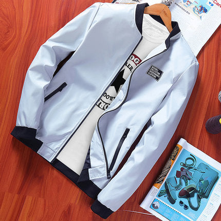 Men's Slim-Fit Stand Collar Jacket - Thick Polyester Casual Top (4 Colors)