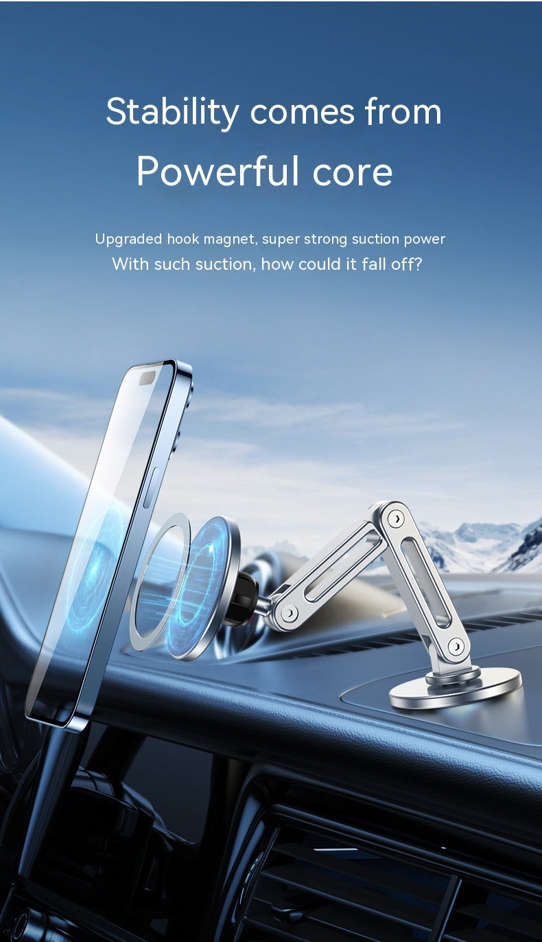 360° Rotating Magnetic Car Phone Holder – Aluminum Alloy Mount (Moonlight Silver/Noble Black)