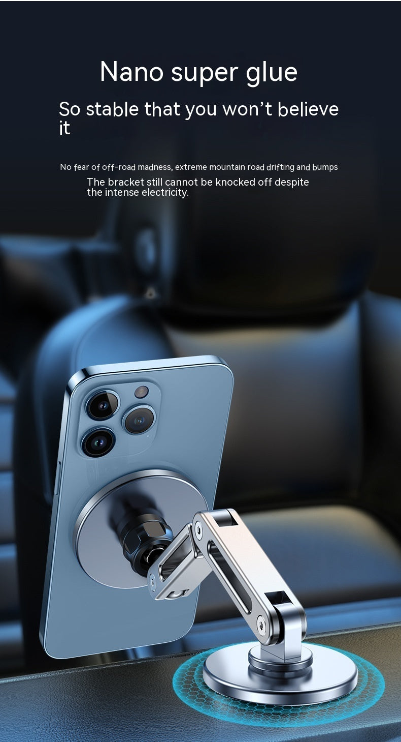 360° Rotating Magnetic Car Phone Holder – Aluminum Alloy Mount (Moonlight Silver/Noble Black)