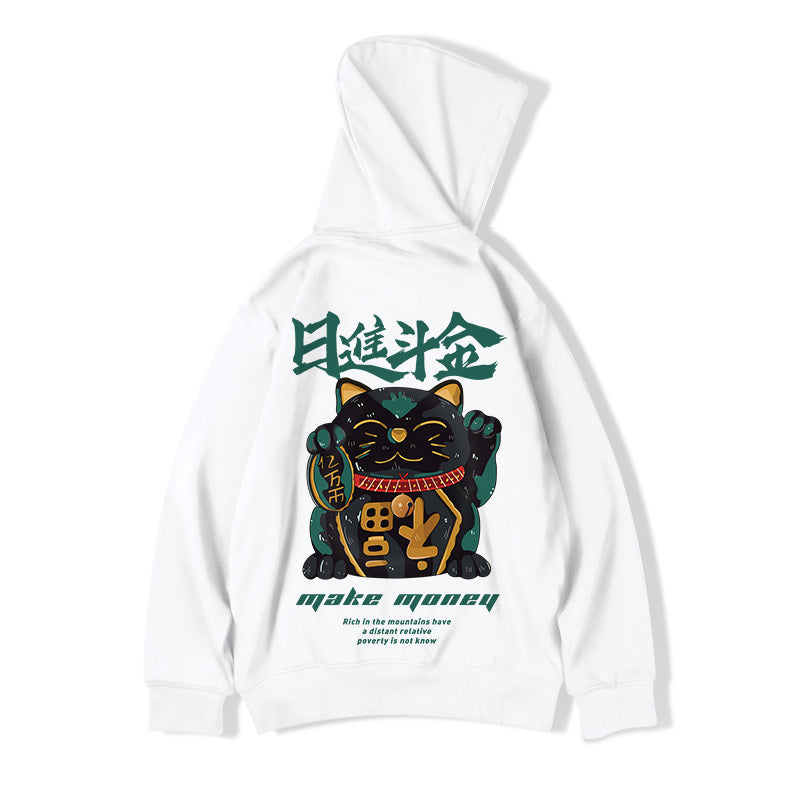 Trendy plus size Trendy Plus-Size Hooded Jacket - Cartoon Print Velvet Lounge Wear (Loose Fit)clothes