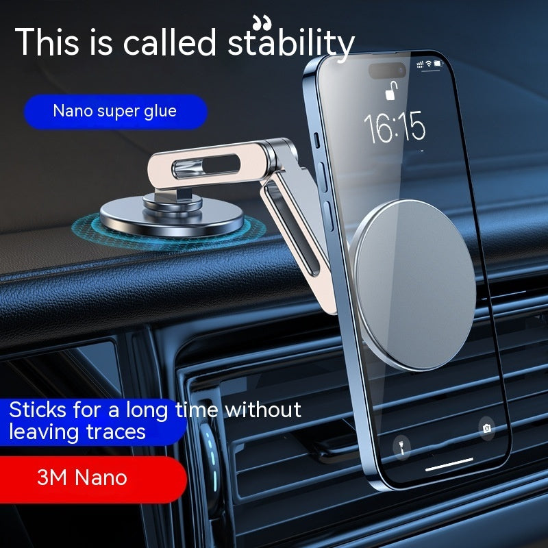 360° Rotating Magnetic Car Phone Holder – Aluminum Alloy Mount (Moonlight Silver/Noble Black)