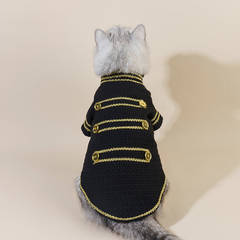 Gold Thread Pet Jacket - Trendy Polyester Dog Coat (5 Sizes)