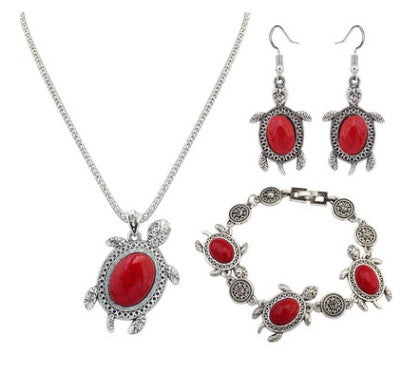 Turquoise Turtle Jewelry Set – Trendy European & American Style Necklace & Earrings