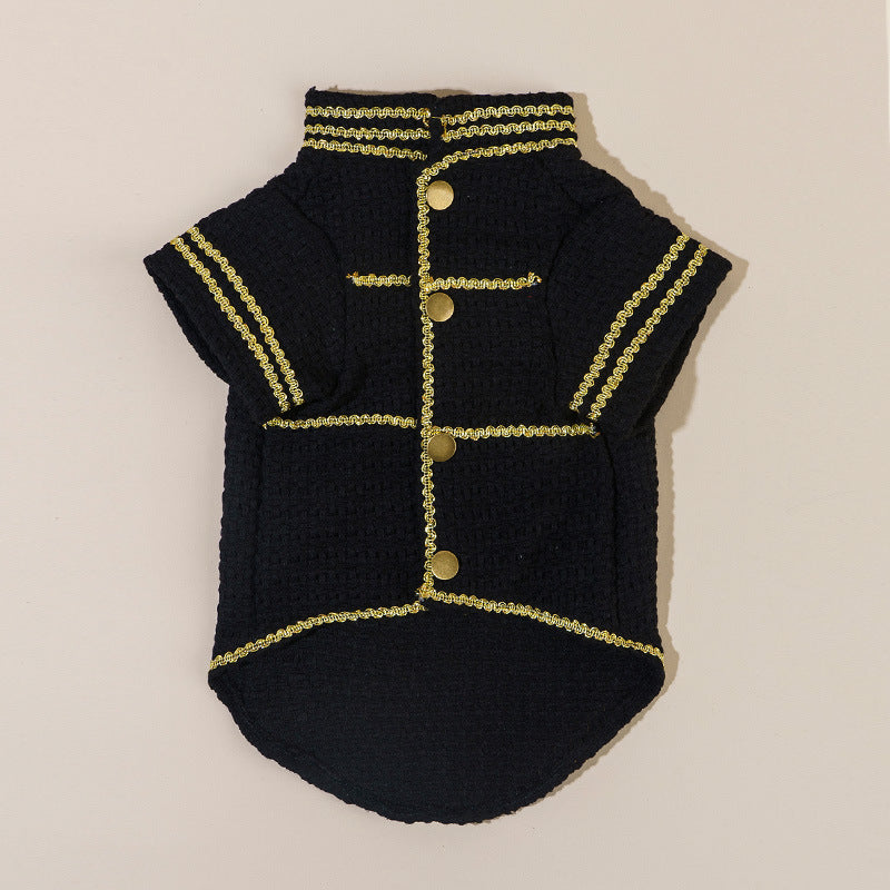 Gold Thread Pet Jacket - Trendy Polyester Dog Coat (5 Sizes)