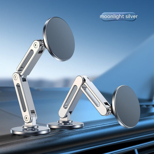 360° Rotating Magnetic Car Phone Holder – Aluminum Alloy Mount (Moonlight Silver/Noble Black)