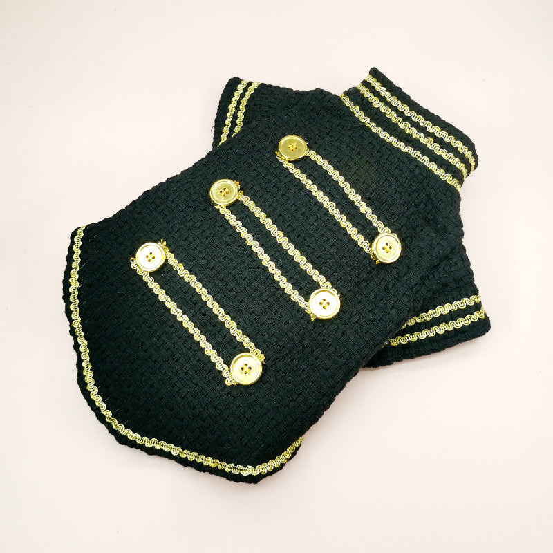 Gold Thread Pet Jacket - Trendy Polyester Dog Coat (5 Sizes)
