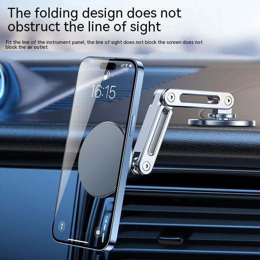 360° Rotating Magnetic Car Phone Holder – Aluminum Alloy Mount (Moonlight Silver/Noble Black)