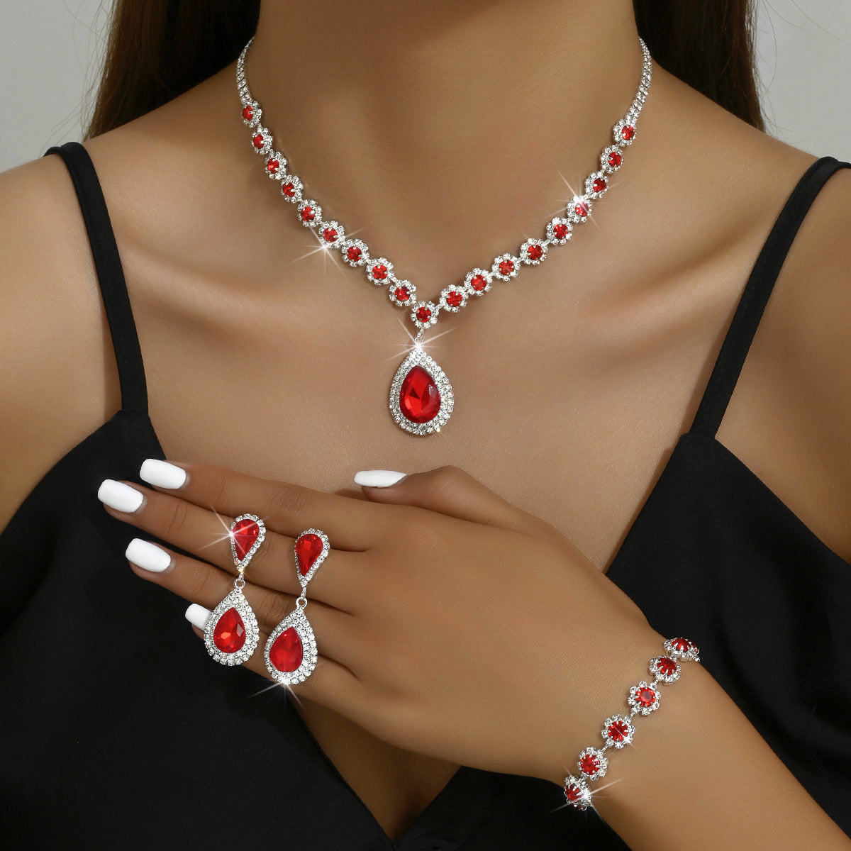 Bridal Jewelry Set – Sun & Moon Necklace, Ear Studs & Bracelet for Weddings & Special Occasions