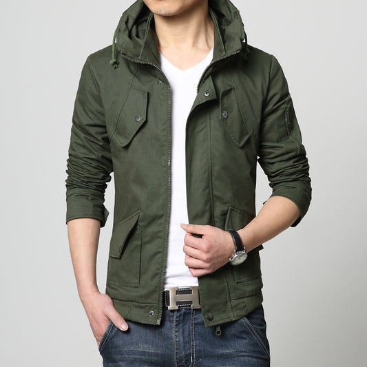 Men's Slim-Fit Work Jacket - Premium 95% Cotton with Zipper Closure (3 Colors)