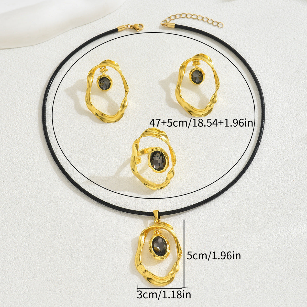 Geometric Women's Jewelry Set – Modern Alloy Necklace & Earrings