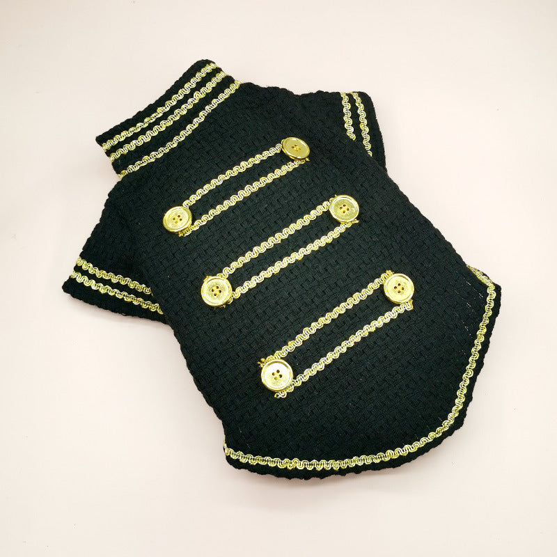 Gold Thread Pet Jacket - Trendy Polyester Dog Coat (5 Sizes)